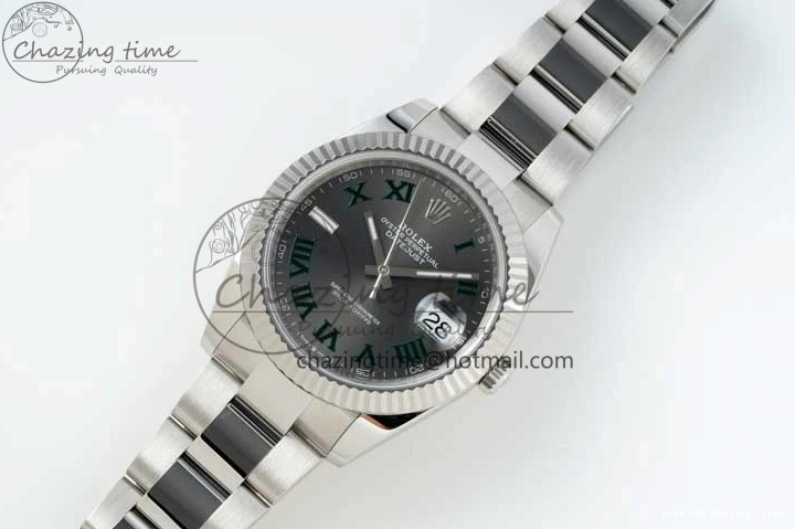 AAA Replica Watches Green 904L on 126334 Gray 41 2285 Steel Bracelet 1:1 Best Edition Dial VR NTF ZeroBulk DateJust Roman Oyster 0122